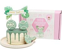 Dog Birthday Cake Mix Kit, Four Legged Fancies Tennis ball Birthday Cake Kit for Dog/Puppy | Cheese Flavoured Wheat Free with Tools & Ingredients, Easy Baking at Home (Tennis Ball, Cheese)