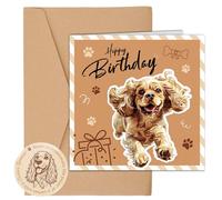 Dog Birthday Card, Cocker Spaniel Gifts Happy Birthday Card With Badge, Cockapoo Birthday Gift for Women
