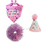 Dog Birthday Party Costume Set Skirt and Celebration Hat Glitter Cone Hat Happy Birthday Bandana for Small Dogs Puppies Pet Outfit Accessory Dog Celebration Outfit