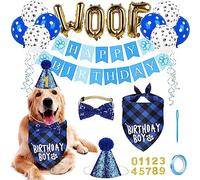 Dog Birthday Party Supplies,Dog Birthday Bandana Hat Banner Set,WOOF Balloons Happy Birthday Banner,Dog Birthday Party Supplies for Pet Puppy Cat Birthday Party Decorations