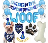 Dog Birthday Party Supplies Dog Puppy Birthday Banner Balloons Hat with Number Bandana Woof Balloons for Pets Decorations