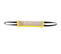 Dog Bite Pillow | Tear Strong Linen Tug Toy for Medium/Large Dogs | Interactive Training Toy with Reflective Handle | Double Stitched for Performance (Reflective Handle Yellow Edge)