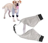 Dog Bite Sleeve, Dog Front Leg Braces Dog Recovery Sleeve Dog Elbow Protector Dog Leg Sleeve Dog Knee Brace for Small Medium Large Dog Puppy, Gray Black (L)