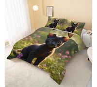 Dog Black Green Coverless Duvet King Size 7.5 Tog, Natural Aesthetic Soft Comforter Set for Boys Girls Adults, Lightweight Bedding, Easy Care Quilt for Bedroom Decor W&174