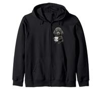 Dog Black Poodle with Cup Coffee Says No, Ehm Nö Zip Hoodie
