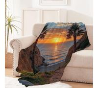 dog blanket 180x220 cm Coconut Trees On The Sea bed blankets Super Soft Polyester Throw for Couch Bed Outdoor Travel Use, Lightweight Warm Cozy Fleece EM2130-3204