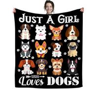 Dog Blanket Puppy Plush Gifts Just A Girl Who Loves Dog Blankets Ultra Soft Cozy Flannel Throw Blankets Bedding for Kids Girls Adults Women Gifts 60"x50"