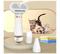 Dog Blow Dryer, 4 in 1 Portable with Steam Slicker Brush,3 Heat Settings Dog Blower, with Fast Drying Towel for Home, Pet Washing Station, Travel,white