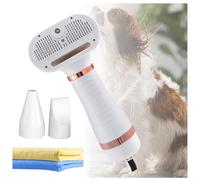 Dog Blow Dryer, 4 in 1 Portable with Steam Slicker Brush,3 Heat Settings Pet Dryers for Dog Grooming, with Fast Drying Towel for Home, Pet Washing Station, Travel,white