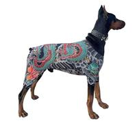 Dog Bodysuit, Stretchy Dog Onesie with Dragon Print, Soft Dog Pajamas for Medium Large Dogs, Anti-Licking Dog Recovery Suit for Doberman Dachshund, Pet Tattoo Print Full Coverage Jumpsuit,Size 7XL