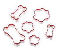 Dog Bone Cookie Cutters, 6Pcs Dog Bone & Paw Cookie Cutters, Stainless Steel Biscuit Mold with Soft PVC Cover Coated