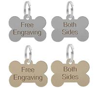 Dog Bone ID Tag Personalised Engraved Silver Or Brass 38mm Puppy Collar Chipped (Brass)
