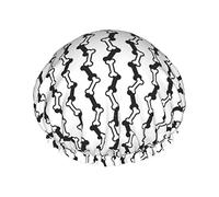 Dog Bone Pattern Chain Waterproof Shower Cap,Elastic Bathing Hair Cap Environmental Protection Hair Bath Caps, Double WaterproofBathing Shower Hat