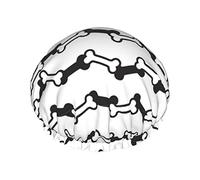 Dog Bone Seamless Pattern Chain Waterproof Shower Cap,Elastic Bathing Hair Cap Environmental Protection Hair Bath Caps, Double WaterproofBathing Shower Hat