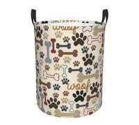 Dog Bones Paw Print Circular Laundry Hamper,Washing Basket Storage Basket for Bathroom,bedroom.