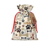 Dog Bones Paw print Drawstring Gift Bag for Wedding Party Birthday Unique Present Bag Reusable Canvas Bag,1 Piece S