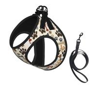 Dog Bones Paw Print Harness Leash Set For Cats And Dogs, Reflective Adjustable, Soft Breathable Mesh Vest With Escape-Proof Lead, For Small Pets And Kitten Puppies