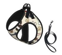 Dog Bones Paw Print Reflective No Choke Pet Vest Harness,Adjustable Soft Padded Dog Harness With Easy Control Handle