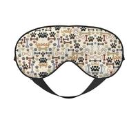 Dog Bones Paw Print Soft Eye Mask for Women Men Comfortable with Adjustable Strap for Travel Yoga Nap Shift Work