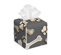 Dog Bones Paw Print Tissue Box Cover, Leather Tissue Holder Decorative Tissue Box Holder For Kitchen, Bathroom