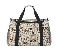 Dog Bones Paw Print Travel Companion Duffle Bag Weekender Bag Sport Gym Bag for Women Men