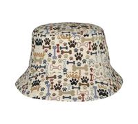 Dog Bones Paw Printing Outdoor Sun Hat Safari Cap Wide Brim Fishing Bucket Hat with Neck Flap, Black, One size