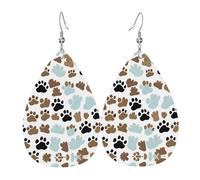 Dog Bones Paw Prints Holiday Earrings For Women, Festive Star Drop Earrings, Chic Dangle Jewelry For Celebrations