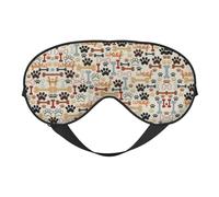 Dog Bones Paw Prints Light Blocking Sleep Mask Adjustable Comfortable Soft Eye Cover Reversible Night Rest