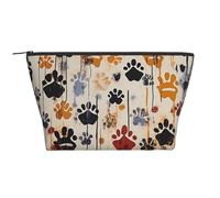 Dog Bones Paw Prints Print Makeup Bag Trapezoid Travel Cosmetic Organiser Stylish Storage for Beauty & Gifts for Women Girls