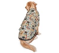 Dog Bones Paw Prints Print Soft Dog Hoodie For Medium To Large Dogs, Warm And Breathable Winter Pet Sweatshirt, Easy To Wear Jumper For Cold Weather