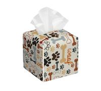 Dog Bones Paw Prints Print Tissue Box Cover, Leather Tissue Holder Decorative Tissue Box Holder For Kitchen, Bathroom