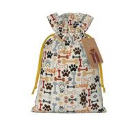 Dog Bones Paw Prints Printed Drawstring Gift Bags,Various Sizes, Bulk Plastic Packaging Bags