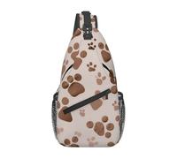 Dog Bones Paw Prints Printed Sling Bag Crossbody Backpack for Men Women, Versatile Casual Shoulder Chest Bag for Running Hiking Cycling Travel Work