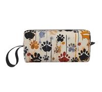 Dog Bones Paw Prints Printed Travel Makeup Bag Portable Cosmetic Bag Makeup Case Toiletry Handbag Organiser for Women