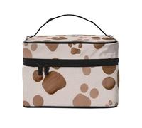 Dog Bones Paw Prints Printing Makeup Bag for Women Portable Travel Cosmetic Case Make Up Organizer Bag Beauty Box with Inner Pouch and Handle