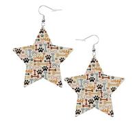 Dog Bones Paw Prints Prints Leather star earrings Pendant Stylish and beautiful Lightweight Dangle for Women Girls