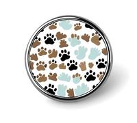 Dog Bones Paw Prints Round Badge Personalized Metal Lapel Pin Badges Fit Clothing Bags Hat Humorous Printed Brooch Badge Party Decorations Accessories for Men Women