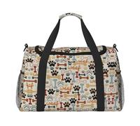 Dog Bones Paw Prints Travel Duffel Bag Weekend Bag Weekender Overnight Carry On Hand Bag Workout Sport Hospital