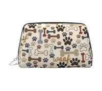 Dog Bones Paw PVC Leather Makeup Bag Cosmetic Pouch Travel Organizer Toiletry Clutch