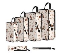Dog Bones Print 4 Set Compression Packing Cubes For Suitcases,Expandable Storage Bags Organizers