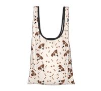Dog Bones Print Reusable, Foldable,Washable Grocery Bags Foldable in A Pouch Eco Tote Shopping Bag,Daily Shopping Loading