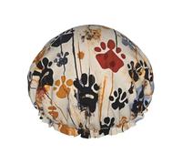 Dog Bones Prints -Print Extra Large Waterproof Shower Cap-Double Layer Protection For Long/Curly Hair - Reusable & Travel Friendly.