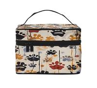 Dog Bones Prints -Print Waterproof Large Cosmetic Bag for Travel & Gym, Makeup Organizer with 4 Elastic Straps & Compartments,Premium Twill Fabric.