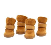 Dog Boots Adjustable,Dog Shoes 1 Set Of 4 Pet Snow Boots Dog Shoes Plush Cotton Foot Cover Winter Small Can Not Lose Warm Autumn And Wint(Brown,Samll)