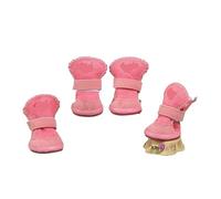 Dog Boots Adjustable,Dog Shoes 1 Set Of 4 Pet Snow Boots Dog Shoes Plush Cotton Foot Cover Winter Small Can Not Lose Warm Autumn And Wint(Pink,Samll)