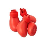 Dog Boots Adjustable,Dog Shoes Anti-Loss Silicone Dog Oes Winter Waterproof Rain Boots Cute Small And Large Foot Covers Non-Slip(Red (4 pieces),Samll)