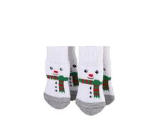 Dog Boots Adjustable,Dog Shoes Christmas Pet Socks For Small Dogs Cat Shoes Boots For Winter Warm Knitted Indoor Wear Slip On Paw Protector 4PCS(White,Large(6kg-11kg))