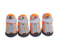 JUSHZ Dog Boots for Injured Paws Waterproof Dog Shoes Paw Protector for Walking for Dogs Small Hot Pavement Breathable Spring Summer Outdoor with Zipper (4,orange)