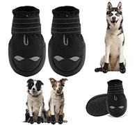 Dog Boots, Medium and Large Dog Boots and paw Guards, Suitable for Snowy Winter Days, hot Summer Roads, Waterproof in The rain, Outdoor Walks, Indoor Hard Surface Anti-Slip Shoes 4 Pieces