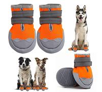 Dog Boots, Medium and Large Dog Boots and paw Guards, Suitable for Snowy Winter Days, hot Summer Roads, Waterproof in The rain, Outdoor Walks, Indoor Hard Surface Anti-Slip Shoes 4 Pieces